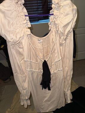Rumored Cream Mini Dress with Black Tassel Tie
